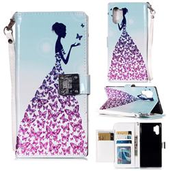 Butterfly Princess 3D Shiny Dazzle Smooth PU Leather Wallet Case for Samsung Galaxy Note 10+ (6.75 inch) / Note10 Plus