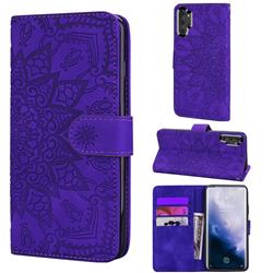 Retro Embossing Mandala Flower Leather Wallet Case for Samsung Galaxy Note 10+ (6.75 inch) / Note10 Plus - Purple