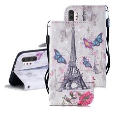 Paris Tower 3D Painted Leather Wallet Phone Case for Samsung Galaxy Note 10+ (6.75 inch) / Note10 Plus