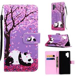Cherry Blossom Panda Matte Leather Wallet Phone Case for Samsung Galaxy Note 10+ (6.75 inch) / Note10 Plus