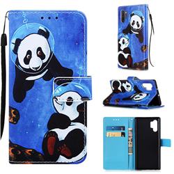 Undersea Panda Matte Leather Wallet Phone Case for Samsung Galaxy Note 10+ (6.75 inch) / Note10 Plus