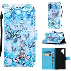 Tower Butterfly Matte Leather Wallet Phone Case for Samsung Galaxy Note 10+ (6.75 inch) / Note10 Plus