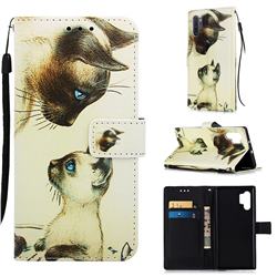 Cat Confrontation Matte Leather Wallet Phone Case for Samsung Galaxy Note 10+ (6.75 inch) / Note10 Plus