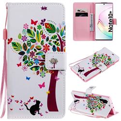 Cat and Tree PU Leather Wallet Case for Samsung Galaxy Note 10+ (6.75 inch) / Note10 Plus