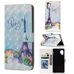 Paris Tower 3D Painted Leather Phone Wallet Case for Samsung Galaxy Note 10+ (6.75 inch) / Note10 Plus