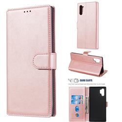 Retro Calf Matte Leather Wallet Phone Case for Samsung Galaxy Note 10+ (6.75 inch) / Note10 Plus - Pink