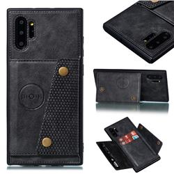 Retro Multifunction Card Slots Stand Leather Coated Phone Back Cover for Samsung Galaxy Note 10+ (6.75 inch) / Note10 Plus - Black