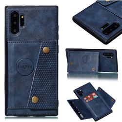 Retro Multifunction Card Slots Stand Leather Coated Phone Back Cover for Samsung Galaxy Note 10+ (6.75 inch) / Note10 Plus - Blue