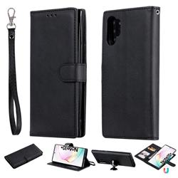 Retro Greek Detachable Magnetic PU Leather Wallet Phone Case for Samsung Galaxy Note 10+ (6.75 inch) / Note10 Plus - Black