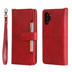 Retro Multi-functional Detachable Leather Wallet Phone Case for Samsung Galaxy Note 10+ (6.75 inch) / Note10 Plus - Red