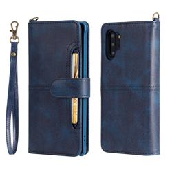 Retro Multi-functional Detachable Leather Wallet Phone Case for Samsung Galaxy Note 10+ (6.75 inch) / Note10 Plus - Blue