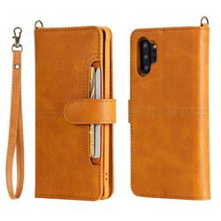 Retro Multi-functional Detachable Leather Wallet Phone Case for Samsung Galaxy Note 10+ (6.75 inch) / Note10 Plus - Brown