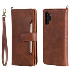 Retro Multi-functional Detachable Leather Wallet Phone Case for Samsung Galaxy Note 10+ (6.75 inch) / Note10 Plus - Coffee