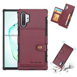 Brush Multi-function Leather Phone Case for Samsung Galaxy Note 10 Pro (6.75 inch) / Note 10+ - Wine Red