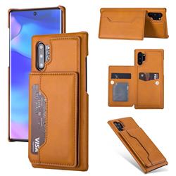 Luxury Magnetic Double Buckle Leather Phone Case for Samsung Galaxy Note 10 Pro (6.75 inch) / Note 10+ - Brown