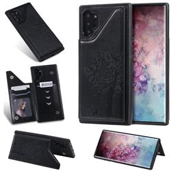 Luxury R61 Tree Cat Magnetic Stand Card Leather Phone Case for Samsung Galaxy Note 10 Pro (6.75 inch) / Note 10+ - Black
