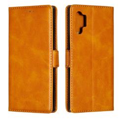 Retro Classic Calf Pattern Leather Wallet Phone Case for Samsung Galaxy Note 10 Pro (6.75 inch) / Note 10+ - Yellow