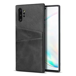 Simple Calf Card Slots Mobile Phone Back Cover for Samsung Galaxy Note 10 Pro (6.75 inch) / Note 10+ - Black