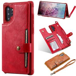 Retro Aristocratic Demeanor Anti-fall Leather Phone Back Cover for Samsung Galaxy Note 10 Pro (6.75 inch) / Note 10+ - Red