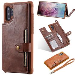 Retro Aristocratic Demeanor Anti-fall Leather Phone Back Cover for Samsung Galaxy Note 10 Pro (6.75 inch) / Note 10+ - Coffee