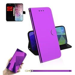 Shining Mirror Like Surface Leather Wallet Case for Samsung Galaxy Note 10 Pro (6.75 inch) / Note 10+ - Purple