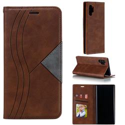 Retro S Streak Magnetic Leather Wallet Phone Case for Samsung Galaxy Note 10 Pro (6.75 inch) / Note 10+ - Brown
