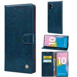 Luxury Retro Oil Wax PU Leather Wallet Phone Case for Samsung Galaxy Note 10 Pro (6.75 inch) / Note 10+ - Sapphire