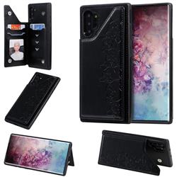 Yikatu Luxury Cute Cats Multifunction Magnetic Card Slots Stand Leather Back Cover for Samsung Galaxy Note 10 Pro (6.75 inch) / Note 10+ - Black
