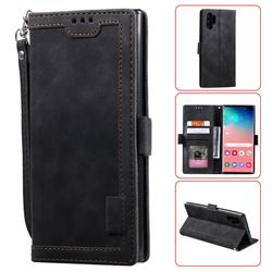 Luxury Retro Stitching Leather Wallet Phone Case for Samsung Galaxy Note 10 Pro (6.75 inch) / Note 10+ - Black