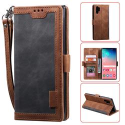 Luxury Retro Stitching Leather Wallet Phone Case for Samsung Galaxy Note 10 Pro (6.75 inch) / Note 10+ - Gray