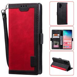Luxury Retro Stitching Leather Wallet Phone Case for Samsung Galaxy Note 10 Pro (6.75 inch) / Note 10+ - Deep Red