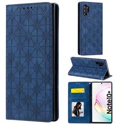 Intricate Embossing Four Leaf Clover Leather Wallet Case for Samsung Galaxy Note 10 Pro (6.75 inch) / Note 10+ - Dark Blue