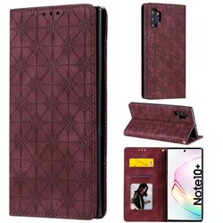 Intricate Embossing Four Leaf Clover Leather Wallet Case for Samsung Galaxy Note 10 Pro (6.75 inch) / Note 10+ - Claret
