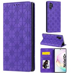 Intricate Embossing Four Leaf Clover Leather Wallet Case for Samsung Galaxy Note 10 Pro (6.75 inch) / Note 10+ - Purple