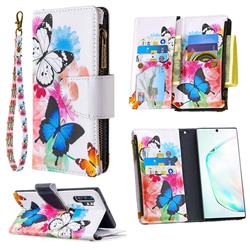 Vivid Flying Butterflies Binfen Color BF03 Retro Zipper Leather Wallet Phone Case for Samsung Galaxy Note 10 Pro (6.75 inch) / Note 10+
