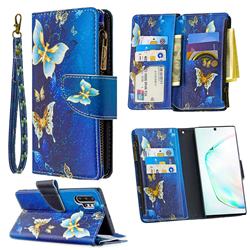 Golden Butterflies Binfen Color BF03 Retro Zipper Leather Wallet Phone Case for Samsung Galaxy Note 10 Pro (6.75 inch) / Note 10+