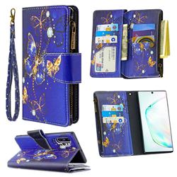 Purple Butterfly Binfen Color BF03 Retro Zipper Leather Wallet Phone Case for Samsung Galaxy Note 10 Pro (6.75 inch) / Note 10+