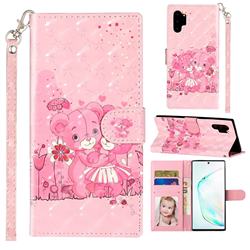 Pink Bear 3D Leather Phone Holster Wallet Case for Samsung Galaxy Note 10 Pro (6.75 inch) / Note 10+