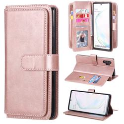 Multi-function Ten Card Slots and Photo Frame PU Leather Wallet Phone Case Cover for Samsung Galaxy Note 10 Pro (6.75 inch) / Note 10+ - Rose Gold