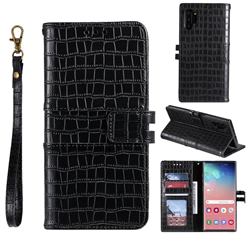 Luxury Crocodile Magnetic Leather Wallet Phone Case for Samsung Galaxy Note 10 Pro (6.75 inch) / Note 10+ - Black