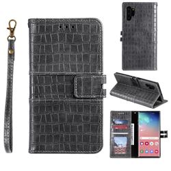 Luxury Crocodile Magnetic Leather Wallet Phone Case for Samsung Galaxy Note 10 Pro (6.75 inch) / Note 10+ - Gray