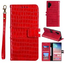 Luxury Crocodile Magnetic Leather Wallet Phone Case for Samsung Galaxy Note 10 Pro (6.75 inch) / Note 10+ - Red