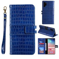 Luxury Crocodile Magnetic Leather Wallet Phone Case for Samsung Galaxy Note 10 Pro (6.75 inch) / Note 10+ - Blue