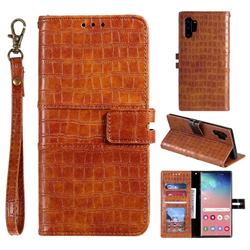 Luxury Crocodile Magnetic Leather Wallet Phone Case for Samsung Galaxy Note 10 Pro (6.75 inch) / Note 10+ - Brown