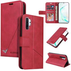 GQ.UTROBE Right Angle Silver Pendant Leather Wallet Phone Case for Samsung Galaxy Note 10 Pro (6.75 inch) / Note 10+ - Red