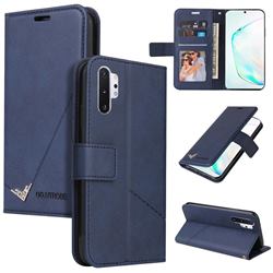 GQ.UTROBE Right Angle Silver Pendant Leather Wallet Phone Case for Samsung Galaxy Note 10 Pro (6.75 inch) / Note 10+ - Blue