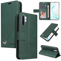 GQ.UTROBE Right Angle Silver Pendant Leather Wallet Phone Case for Samsung Galaxy Note 10 Pro (6.75 inch) / Note 10+ - Green