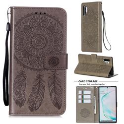 Embossing Dream Catcher Mandala Flower Leather Wallet Case for Samsung Galaxy Note 10 Pro (6.75 inch) / Note 10+ - Gray
