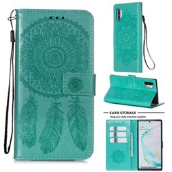 Embossing Dream Catcher Mandala Flower Leather Wallet Case for Samsung Galaxy Note 10 Pro (6.75 inch) / Note 10+ - Green
