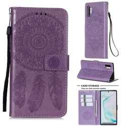 Embossing Dream Catcher Mandala Flower Leather Wallet Case for Samsung Galaxy Note 10 Pro (6.75 inch) / Note 10+ - Purple